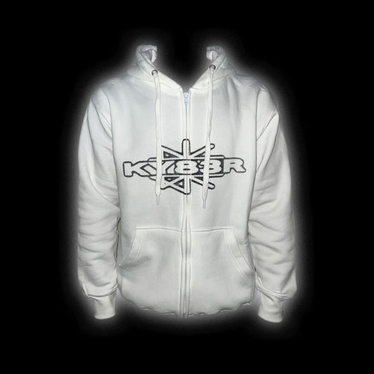 6. WHITE SPLIT STAR ZIP UP