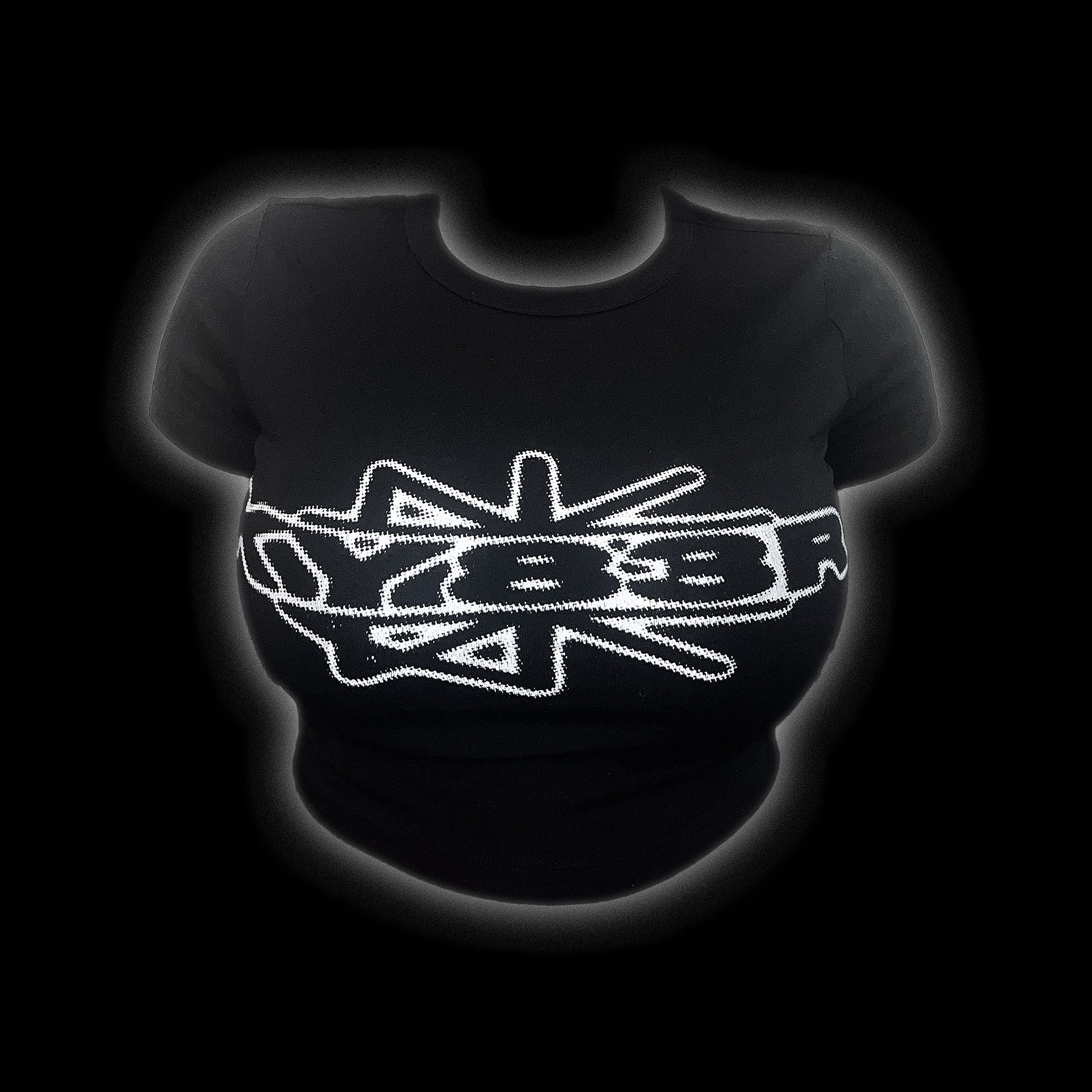 BLACK SPLIT STAR CROP TOP