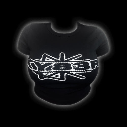 BLACK SPLIT STAR CROP TOP
